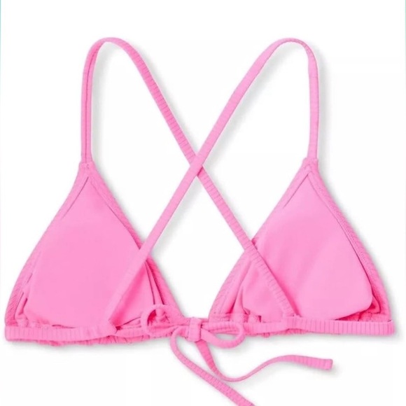 Wild Fable Women's Ribbed Triangle String Bikini Top Pink - Picture 2 of 3